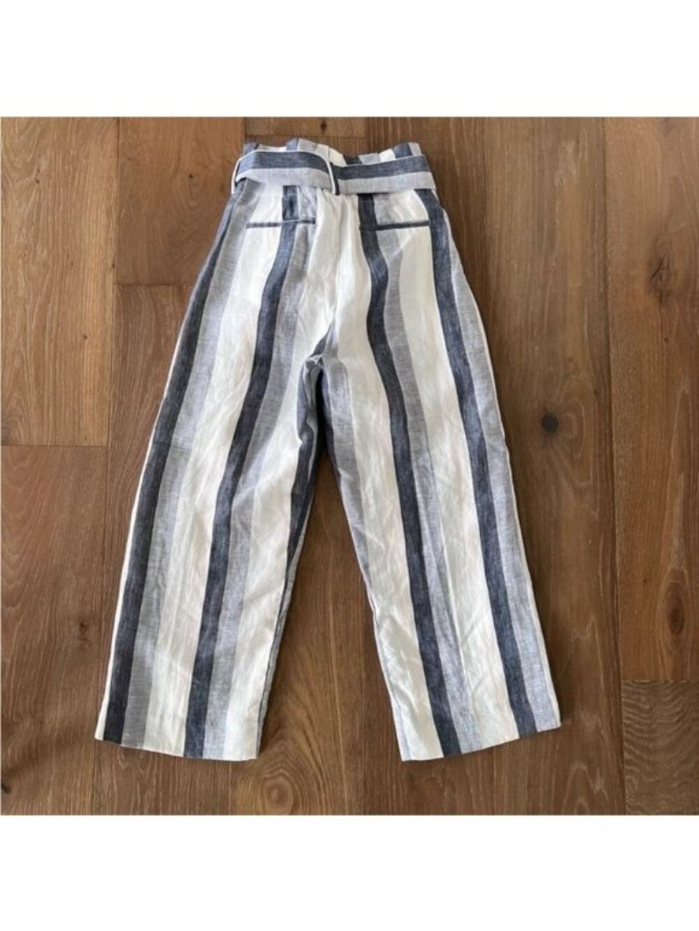 J.Crew Point Sur Paper Bag Linen Striped Wide Leg Pants L2547 Sz 00 NWOT - Picture 4 of 13